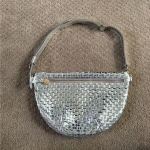 Elegant Silver Woven Crossbody Bag